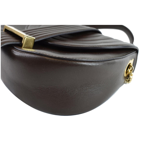 SALVATORE FERRAGAMO Rosette Leather Chain Crossbody Bag Chocolate Brown - Final Sale
