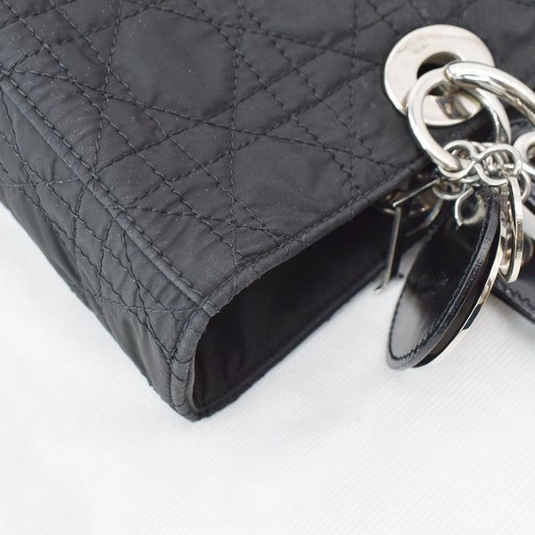 CHRISTIAN DIOR Lady Dior Vintage Nylon Cannage Canvas Tote Bag Black