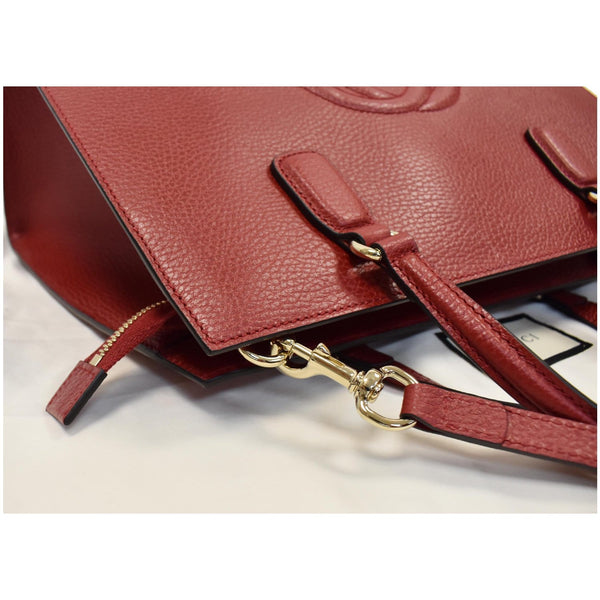 GUCCI Soho Disco Top Handle Pebbled Leather Shoulder Bag Red 607721