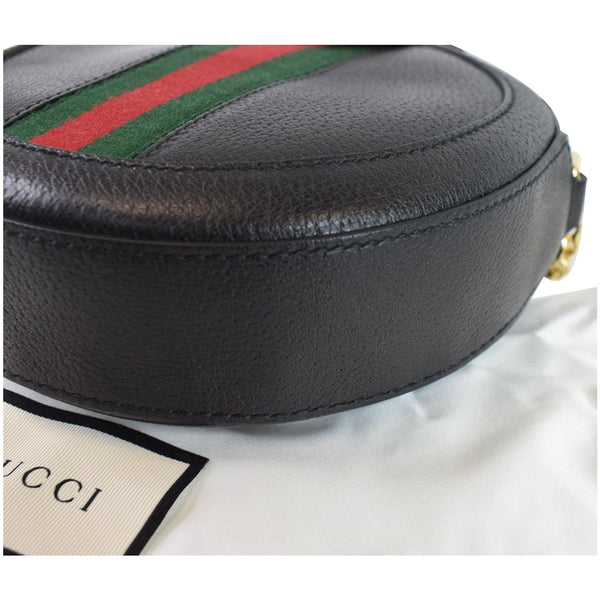 GUCCI Ophidia Mini GG Round Web Leather Crossbody Bag Black 550618