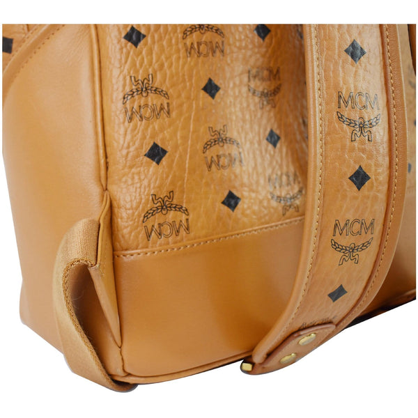 MCM Duke Visetos Medium Canvas Leather Backpack Bag Cognac