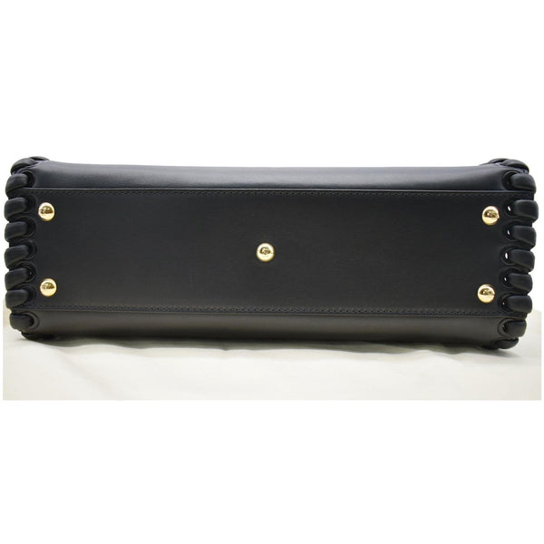 FENDI Peekaboo Medium Whipstitch Leather Satchel Shoulder Bag Black