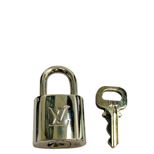 Louis Vuitton Lock & Key Set Silver Padlock Number 310 full view