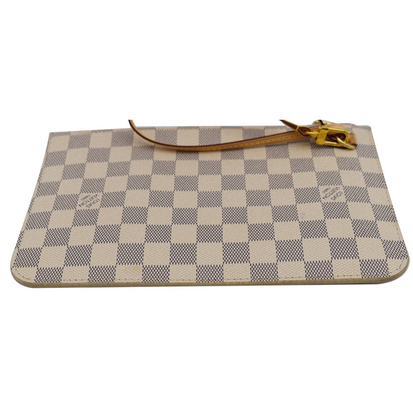LOUIS VUITTON Neverfull MM Damier Azur Pochette Wristlet Pouch Rose Ballerine