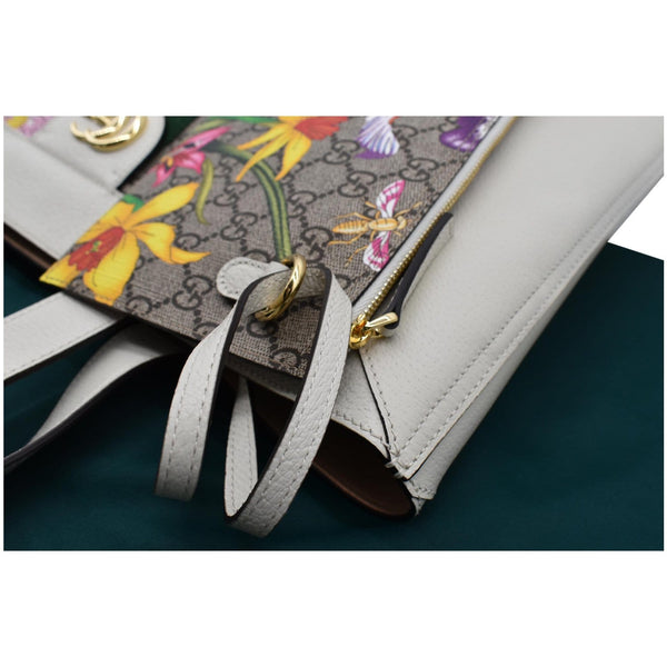 GUCCI Ophidia GG Flora Vertical Shopping Tote Bag White 519335