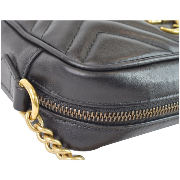 GUCCI GG Marmont Matelasse Mini Leather Crossbody Bag Black 448065