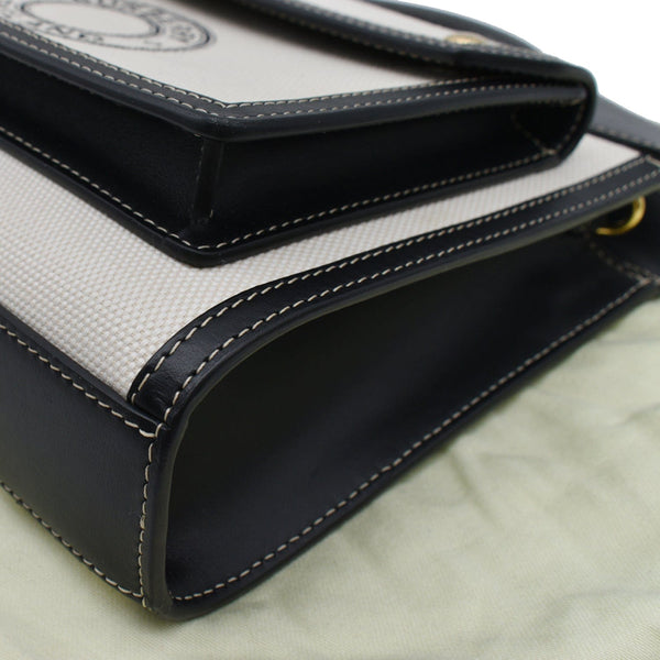 BURBERRY Mini Logo Graphic Canvas Leather Pocket Tote Bag Natural