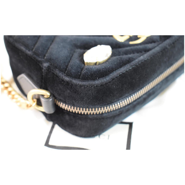 GUCCI GG Marmont Mini Marquise Crystal Velvet Crossbody Bag 448065