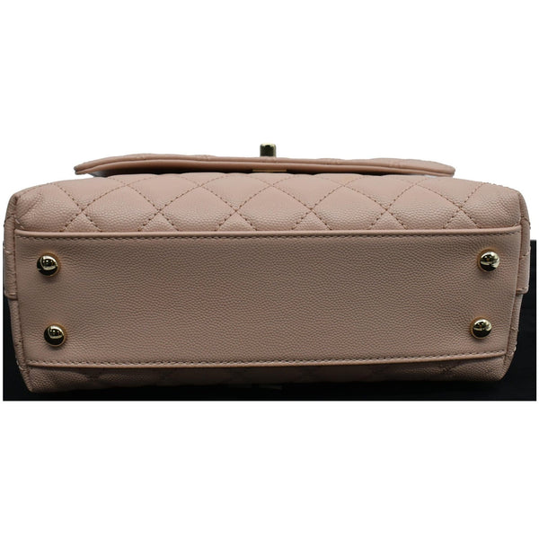 Chanel Coco Mini Top Handle Flap Caviar Leather Bag bottom view