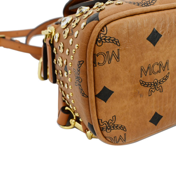 MCM Crystal Visetos Mini Nappa Leather Backpack Bag Cognac - Hot Deals