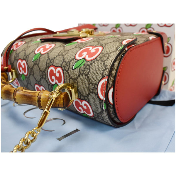 GUCCI Padlock Small GG Supreme Bamboo Top Handle Shoulder Bag Beige 603221