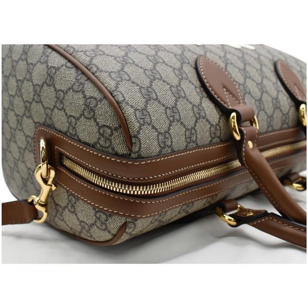 GUCCI Blind for Love Embroidered GG Supreme Canvas Boston Bag Maple Brown 409527