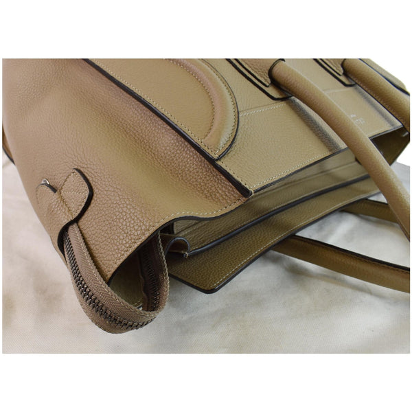 CELINE Drummed Calfskin Leather Mini Luggage Tote Bag Dune