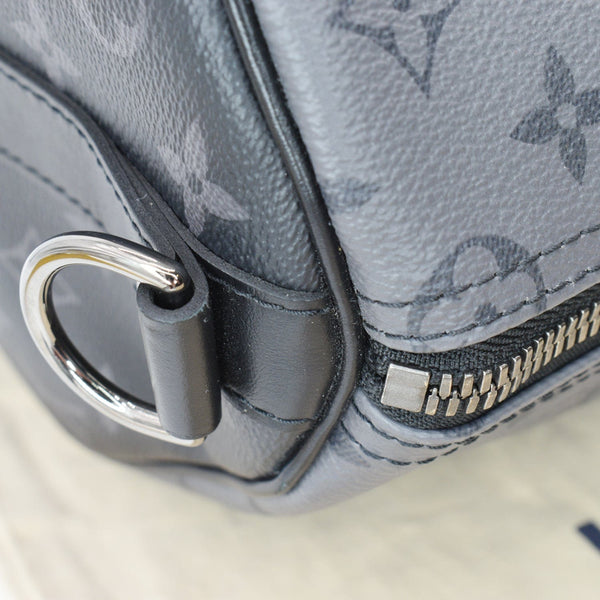 LOUIS VUITTON Keepall 50 Bandouliere Monogram Eclipse Travel Bag Black