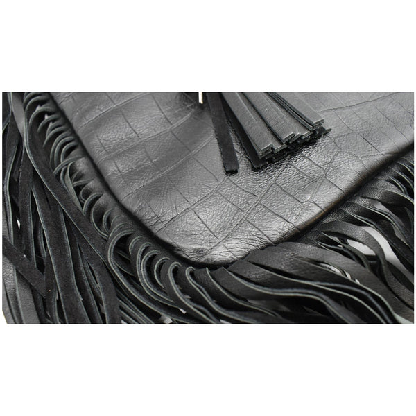 YVES SAINT LAURENT Anita Fringe Leather Crossbody Bag Black