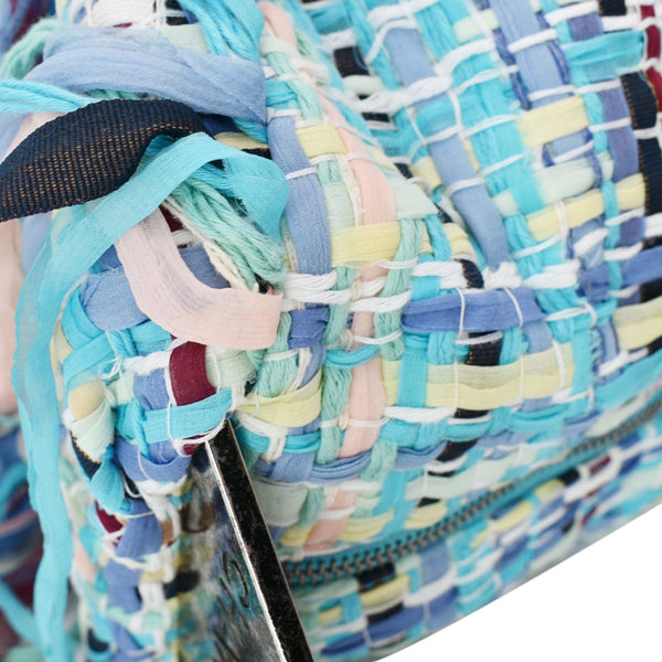 CHANEL Coco Cuba Hammock Tweed Woven Hobo Bag Turquoise