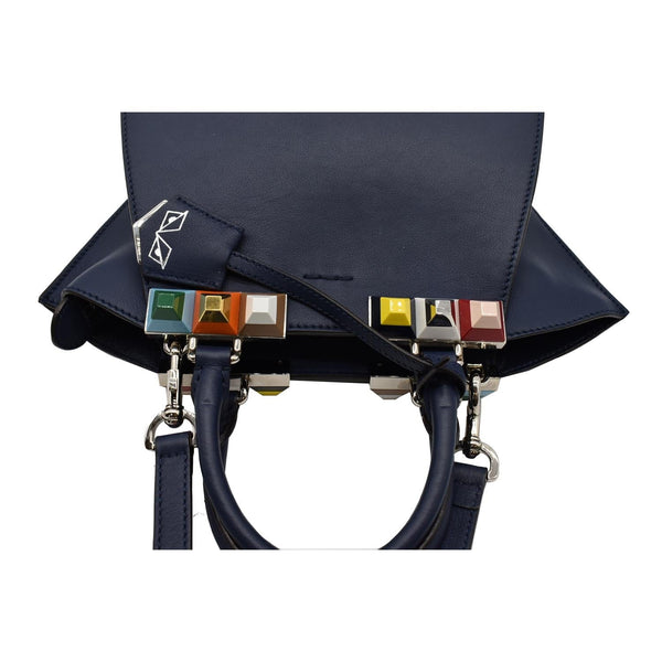FENDI Petite 3Jours Studded Leather Tote Bag Dark Blue