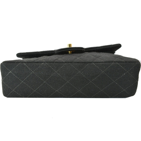 CHANEL Classic Flap Jersey Fabric Shoulder Bag Black