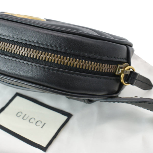GUCCI GG Marmont Matelasse Leather Belt Bag Black 476434