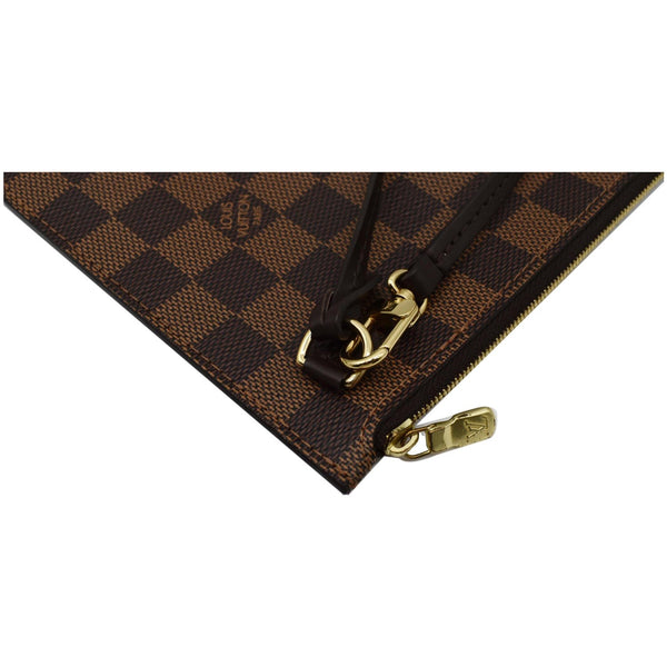 LOUIS VUITTON Neverfull MM Damier Ebene Pochette Wristlet Pouch Brown