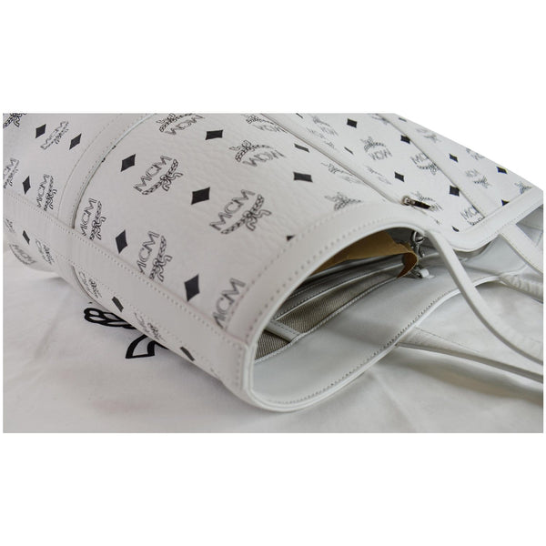 MCM Delmy Shopper Visetos Tote Bag White