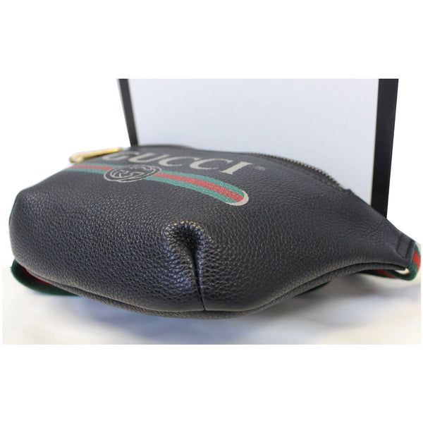 GUCCI Print Leather Black Belt Waist Bum Bag Small 527792-US