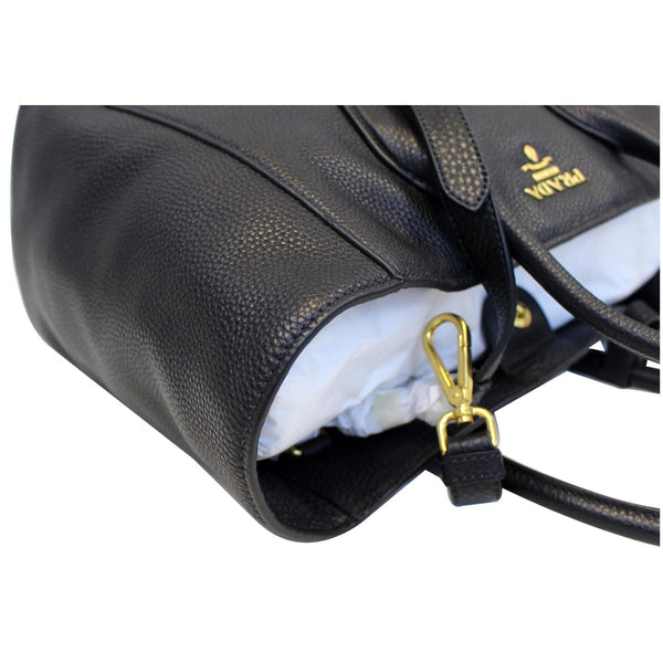 PRADA Vitello Daino Leather Shopping Tote Bag Black