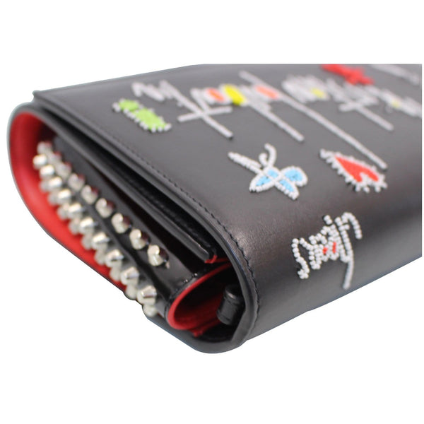 CHRISTIAN LOUBOUTIN Paloma Loubitag Leather Chain Clutch Bag Black