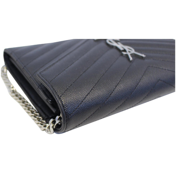 YVES SAINT LAURENT Monogram Grain De Poudre Chain Wallet Black