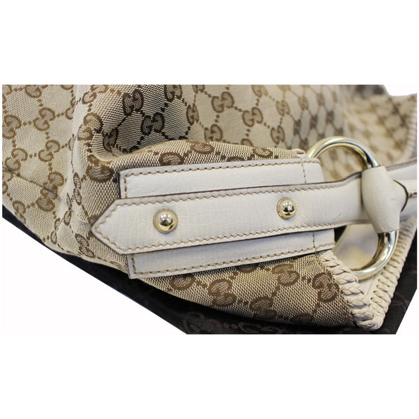 GUCCI Horsebit GG Canvas Large Hobo Bag Beige/White 114900