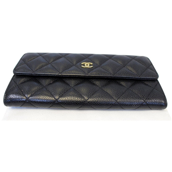 Chanel Gusset Flap Caviar Wallet Black