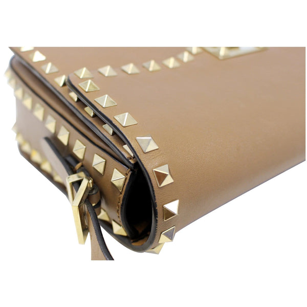 Valentino Rockstud Flap Leather Crossbody Bag Beige-US