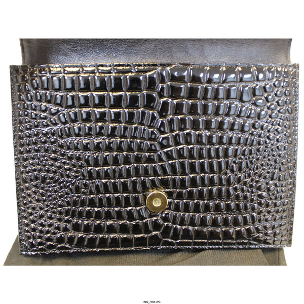 YVES SAINT LAURENT Black Crocodile Leather Clutch Bag
