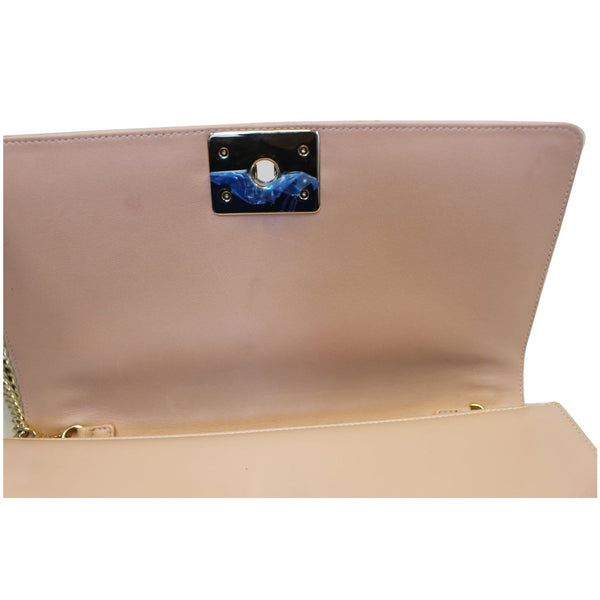 CHANEL Medium Boy Patent Leather Flap Bag Light Pink