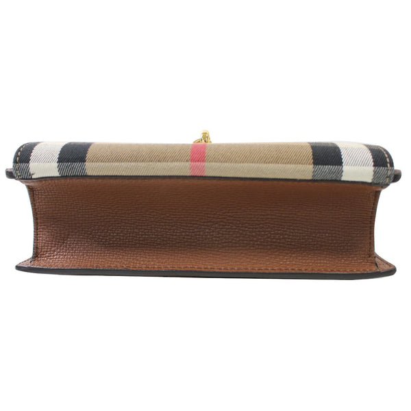 BURBERRY Small Macken House Check Crossbody Bag Tan