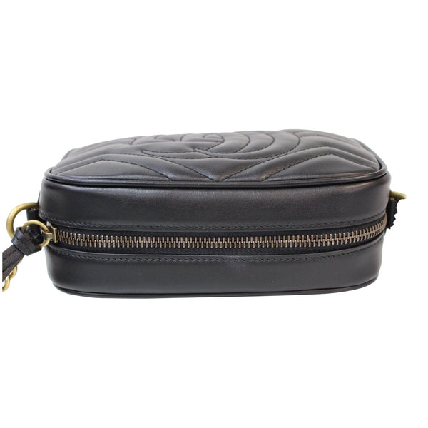 GUCCI GG Marmont Matelasse Mini Leather Crossbody Bag Black 448065