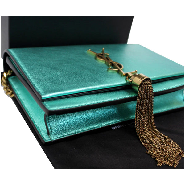 YVES SAINT LAURENT Small Kate Tassel Leather Crossbody Bag Teal