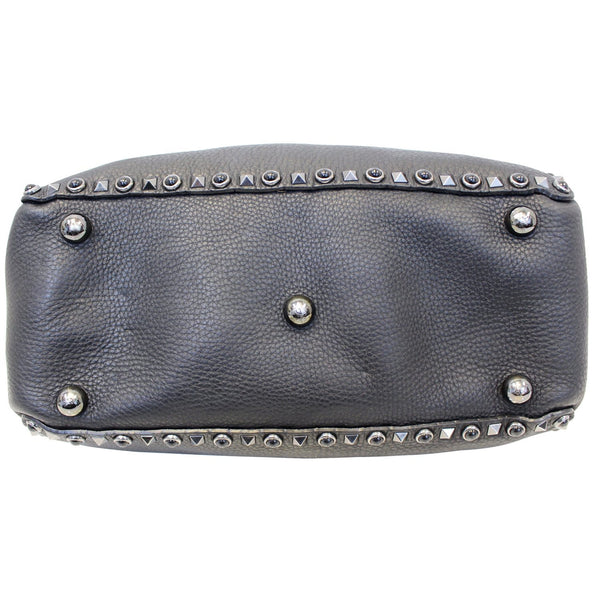 Valentino Rockstud Noir Black Leather Medium Tote Shoulder Bag-US