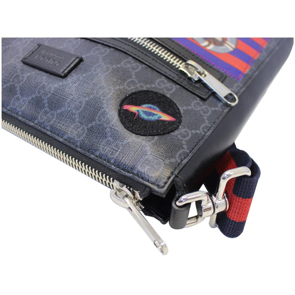 GUCCI Night Courrier GG Supreme Messenger Crossbody Bag Black/Grey