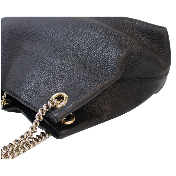 GUCCI Soho Pebbled Leather Chain Shoulder Bag 308982 Black