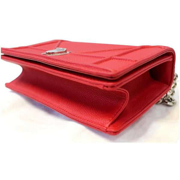 Christian Dior Diorama Small Flap Red Grained Leather bottom view