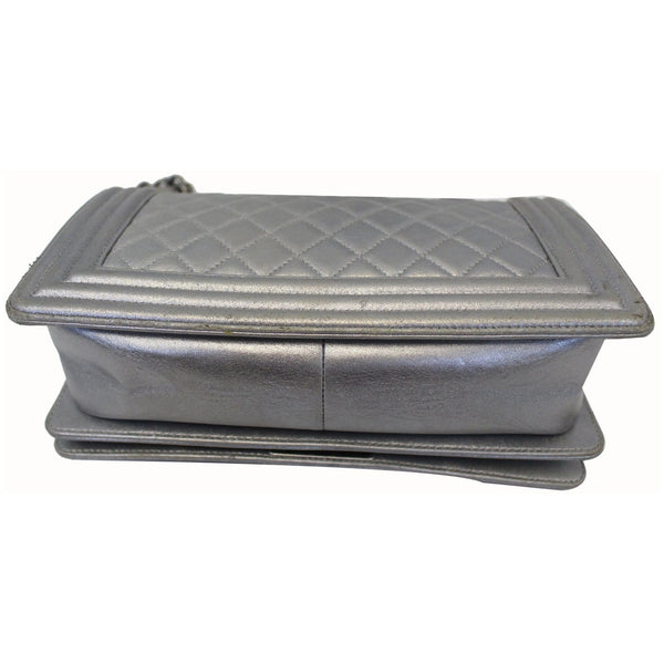 CHANEL Boy Medium Lambskin Leather Embroidered Shoulder Bag Silver-US