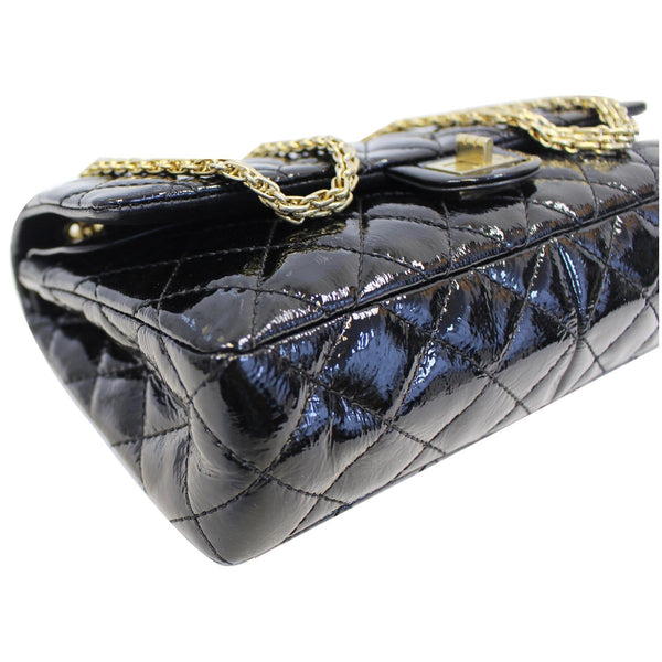 CHANEL Reissue Double Flap Patent Leather Shoulder Bag Black
