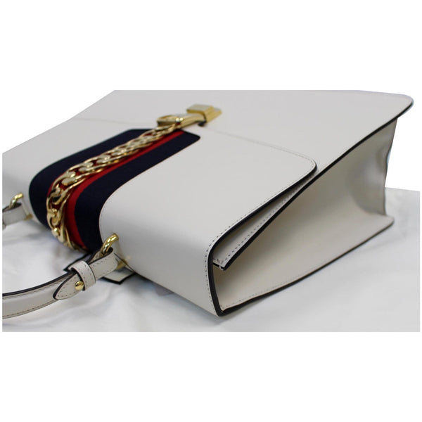 GUCCI Maxi Sylvie Calfskin Top Handle Bag White 477631