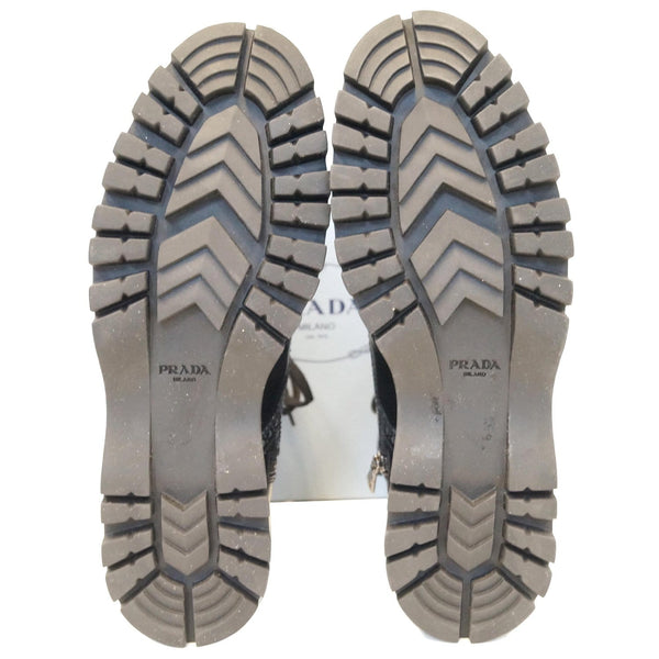 PRADA Combat Biker Lace up Side Zip Leather Ankle Boots Black US 10-US