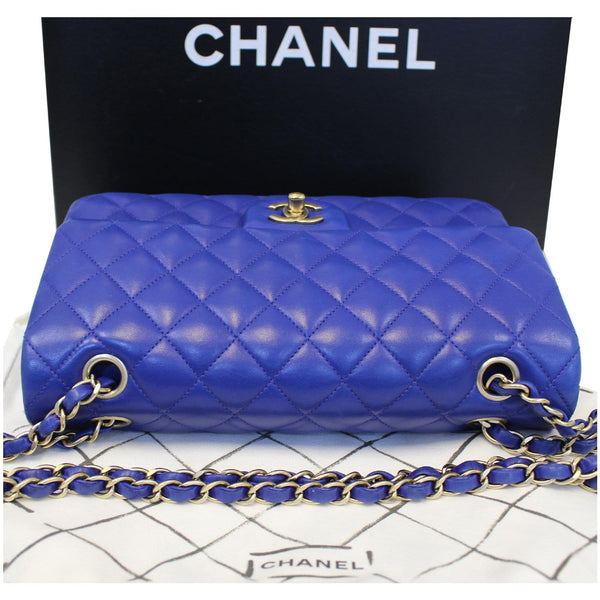 CHANEL Medium Double Flap Calfskin Quilted Shoulder bag Blue