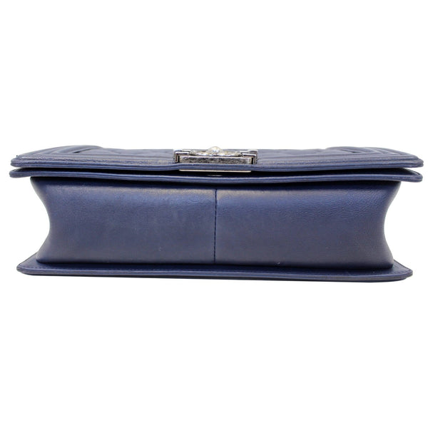 Chanel New Medium Boy Flap Calfskin Double Stitch Bag Navy bottom