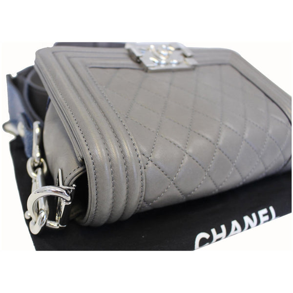 CHANEL Medium Boy Flap w Stingray Lambskin Shoulder Bag Silver-US