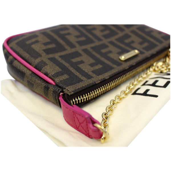 FENDI Spalmati Zucca Pochette Pouch Fuchsia-US