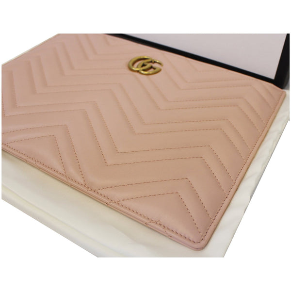 GUCCI GG Marmont Quilted Leather Zip Pouch Bag Pink